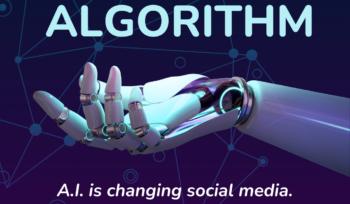 You vs. The Algorithm webinar promotional graphic with a robot hand and the text "AI is changing social media. Are you ready?"