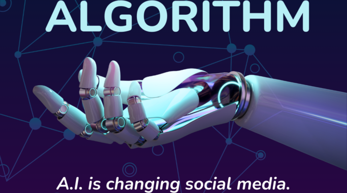 You vs. The Algorithm webinar promotional graphic with a robot hand and the text "AI is changing social media. Are you ready?"